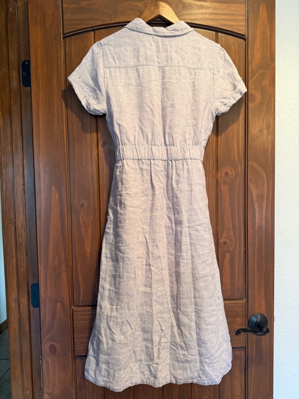 C&C California Light gray Linen Midi Shirt Dress with Tie Waist. - Picture 5 of 10